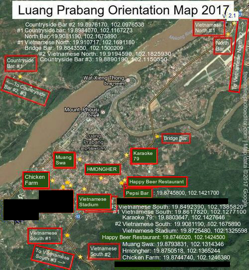 Carte mise à jour de tous les emplacements P4P connus 2017 (V2.1b). (Shack Central est illégal et doit être évité). Données cartographiques © 2017 Google